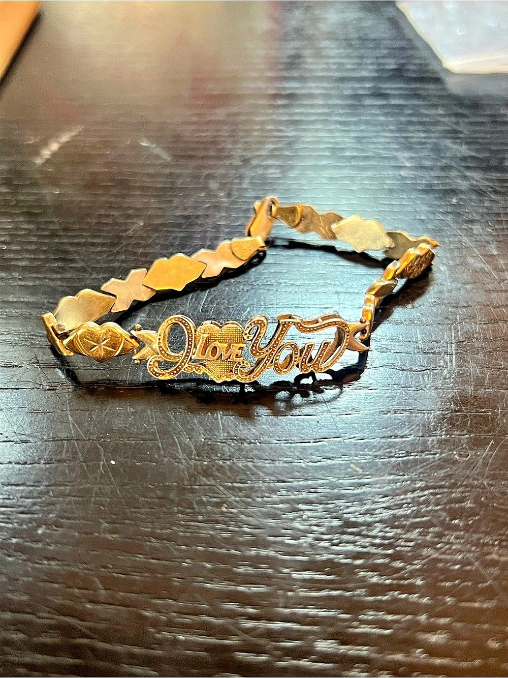 I love you 1/10 10K Gold 925 Bracelet